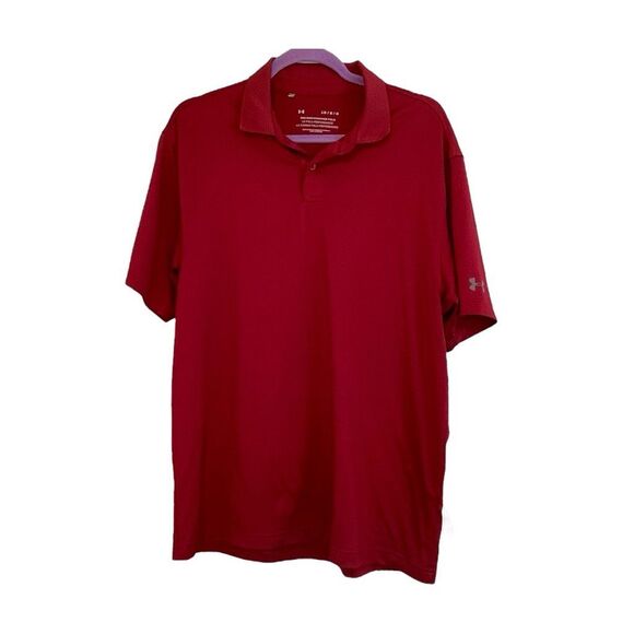 Under Armour The Performance Polo Burgundy Knit Short Sleeve Pull-Over Sz L - Picture 1 of 6